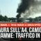 Paura sull’A4, camion in fiamme: traffico in tilt