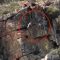 Cani a caccia di un cervo cadono in un burrone